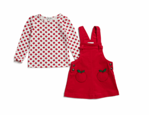 Image of sale on Infant Girls 2pc Corduroy Jumper And Apple Top Set