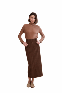 Image of sale on ESSENTIAL CORDUROY SKIRT-TAN
