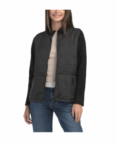 Image of sale on Mock Neck Zip Woven Quilted Front Jacket