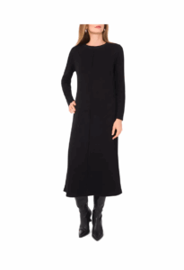 Image of sale on Exposed Center Seam Long Sleeve Midi Sweater Dress
