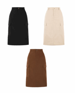 Image of sale on Cargo Skirts for Women's High Waisted Elastic Back Fall Corduroy Midi Skirt