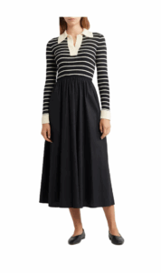 Image of sale on Stripe Long Sleeve Twofer Midi Dress