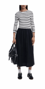Image of sale on Mixed Media Long Sleeve Cotton Blend Dress