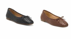 Image of sale on Leather Gwynn Woven Ballerina Flats