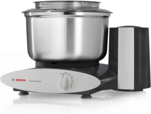 Image of sale on Bosch Universal Plus Stand Mixer with Stainless Steel Bowl with Nutrimill Dough Hook Extender Bundle- Black 500 Watt