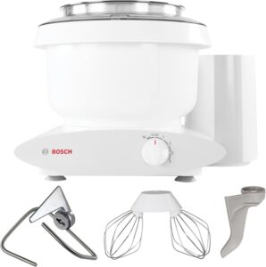 Image of sale on Bosch Universal Plus Stand Mixer 500 Watt, 6.5 Quarts with Wire Whips, Dough Hook & Nutrimill Dough Hook Extender Bundle