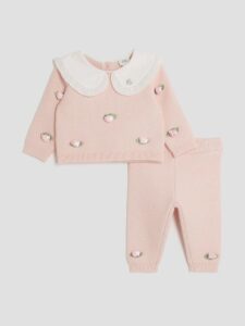Image of sale on River Island Pink Baby Girls Rose Bud Jumper Set