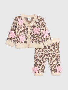 Image of sale on River Island Brown Leopard Bow Cardigan and Leggings Set