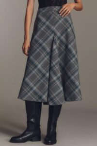 Image of sale on Plaid A-line Midi Skirt