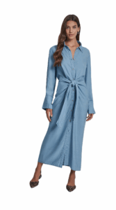 Image of sale on GARMENT DYE LONG SLEEVE BUTTON FRONT SHIRTDRESS