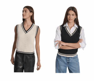 Image of sale on V-NECK TIPPED SLEEVELESS SWEATER