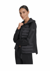 Image of sale on MIXED MEDIA HOODED HI LOW JACKET
