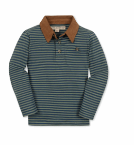 Image of sale on Kids' Organic Long Sleeve Jersey Polo with Cord Collar