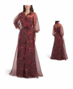 Image of sale on Long Sleeve Organza Floral Shirt Gown