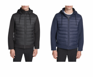 Image of sale on Mixed-media Quilted Hooded Slim Fit Jacket