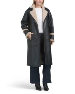 Image of sale on Long Faux Shearling Coat with Large Collar
