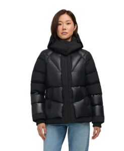 Image of sale on Women’s Vega Mixed Media Puffer Jacket with Removable Hood