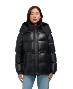 Image of sale on Women’s Halo Puffer with Removable Hood and Faux Sherpa Bib