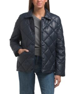 Image of sale on Leather Quilted Puffer Jacket