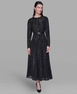 Image of sale on Women’s Lurex Clip Chiffon Midi Dress
