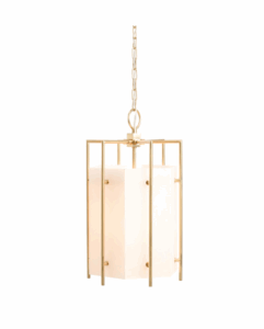 Image of sale on 14×24.75 Flatbush Alabaster and Metal 4 Light Lantern Pendant