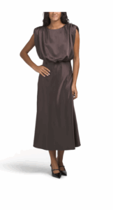 Image of sale on Flora Sleeveless Blouson Silky Satin Dress