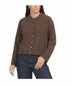 Image of sale on Cashmere Boxy Button Collar Sweater Shirt