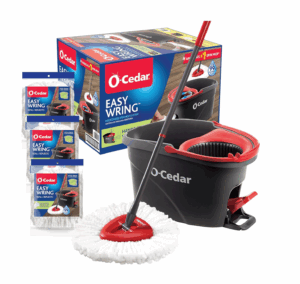 Image of sale on O-cedar Easywring Microfiber Spin Mop & Bucket Floor Cleaning System with 3 Extra Refills