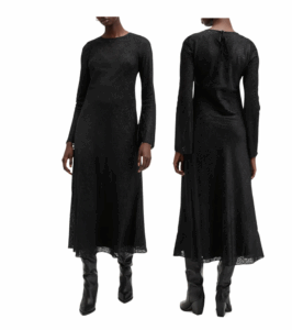 Image of sale on Jada Animal Print Long Sleeve Silk Midi Dress