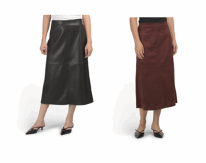 Image of sale on Faux Leather Pieced A-line Skirt