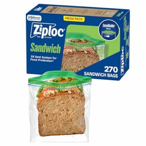 Image of sale on Ziploc Sandwich and Snack Bags, Easy Open and Close, Plastic Food Storage Bags, 270 Bags Total