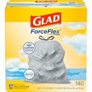 Image of sale on Glad Forceflex Tall Kitchen Trash Bags, 13 Gallon, Fresh Clean, 140 Count