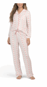 Image of sale on 2pc Pointelle Notch Collar Top and Pants Pajamas Set