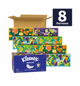 Image of sale on Kleenex Ultra Soft Facial Tissues, 8 Flat Boxes, 180 Tissues Per Box, 3-ply