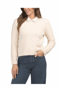 Image of sale on Boucle Knit Sweater with Detachable Collar