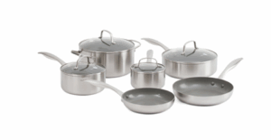Image of sale on 10pc Tri-ply Stainless Steel Nonstick Healthy Ceramic Cookware Set
