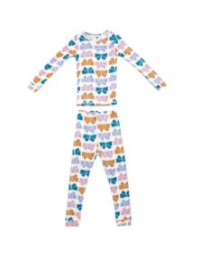 Image of sale on Little Girls 2pc Wiggle Wings Butterfly Print Pajama Top and Pants Set