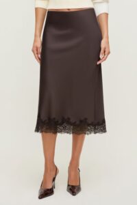 Image of sale on Lace Satin Midi Skirt