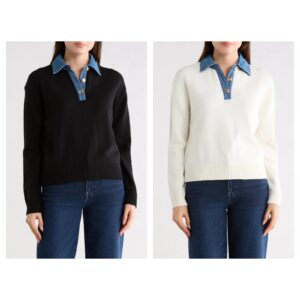Image of sale on Denim Trim Pullover