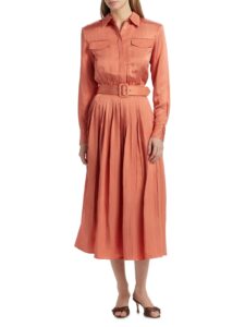 Image of sale on Eliana Satin Twill Belted Shirtdress
