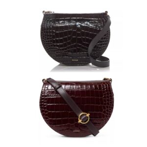Image of sale on Kate Croc Embossed Leather Saddle Bag