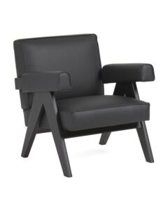 Image of sale on Made in Italy 25×28 European Oak Chandigarh Upholstered Arm Chair
