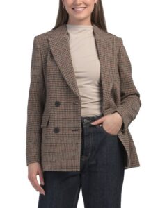 Image of sale on Wool Blend Notched Collar Double Breasted Suit Jacket