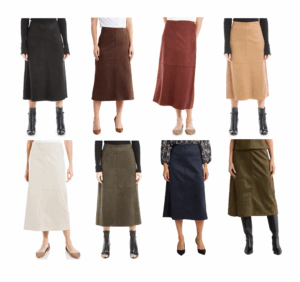 Image of sale on Faux Suede A-line Midi Skirt