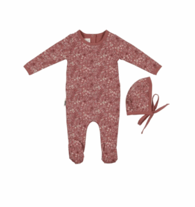 Image of sale on Elegant Floral Footie & Hat Set