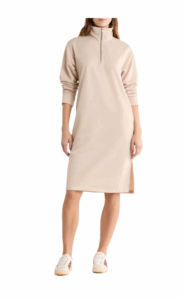 Image of sale on French Terry Half Zip Long Sleeve Maxi Dress