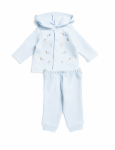 Image of sale on Newborn Boys 2pc Double Knit Embroidered Hooded Cardigan Set