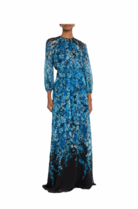 Image of sale on Blouson-sleeve Floral-print Chiffon Gown Size 10-12