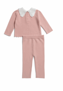 Image of sale on Newborn Girls 2pc Pointelle Collared Sweater and Pants Set