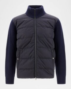 Image of sale on Men’s Quilted Padded Cardigan with Knit Panels